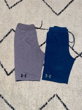 Under Armour Sweat Shorts Pair — Gray & Navy Blue